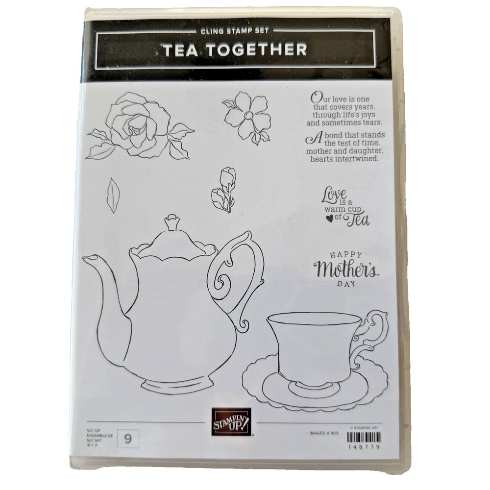Stampin' Up! Tea Together Cling Stamp Set 148779 Teapot Teacup Flowers NEW